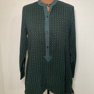 PRICE DROP! Moonlight Design Dark Green Blouse Top Toggle Waffle Weave S